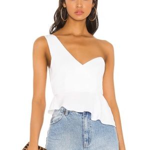 NWT superdown Karlie One Shoulder Top in white